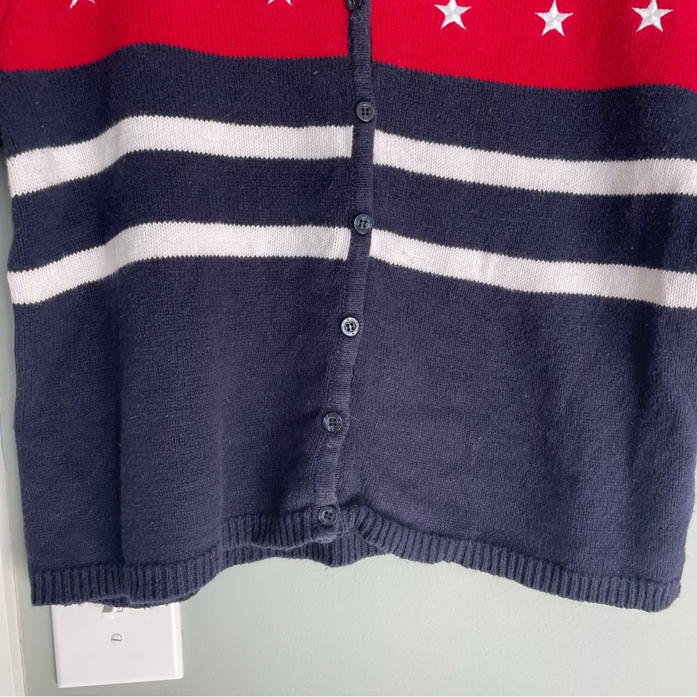 Vintage Norton Studios Red White Blue Americana V-Neck Short Sleeve Cardigan - Picture 6 of 12